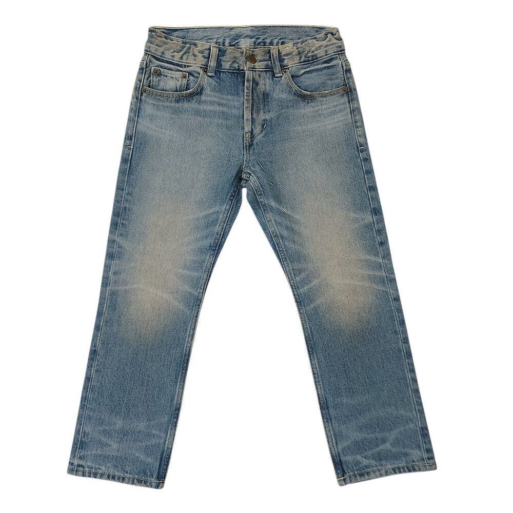 Fear of God Essentials Jeans Boys 8 Blue Whiskers Straight Leg Button Fly Cotton